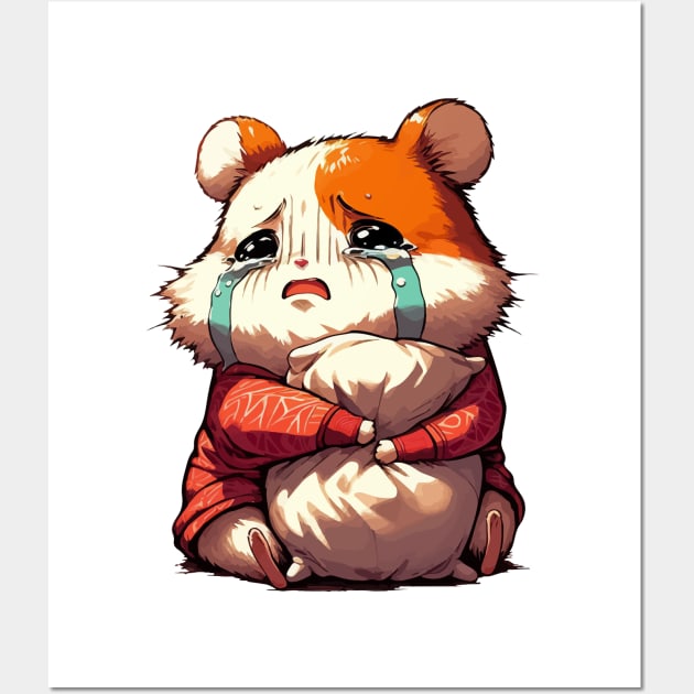 Cute Crying Sad Hamster Wall Art by TomFrontierArt